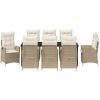 9-delars trädgårds matgrupp med kuddar - Beige poly-rattan. vidaXL 200 x 80 x 73 cm – miniatyr 7