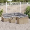 9 Delars Trädgårds Matgrupp med Kuddar Beige Poly Rattan vidaXL 55 x 55 x 37 cm – miniatyr 3