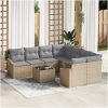 9 Delars Trädgårds Matgrupp med Kuddar Beige Poly Rattan vidaXL 55 x 55 x 37 cm – miniatyr 1
