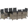 9 Delars Trädgårds Matgrupp med Kuddar - Grå Poly Rattan vidaXL 200 x 80 x 73 cm – miniatyr 2