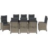 9 Delars Trädgårds Matgrupp med Kuddar - Grå Poly Rattan vidaXL 200 x 80 x 73 cm – miniatyr 7