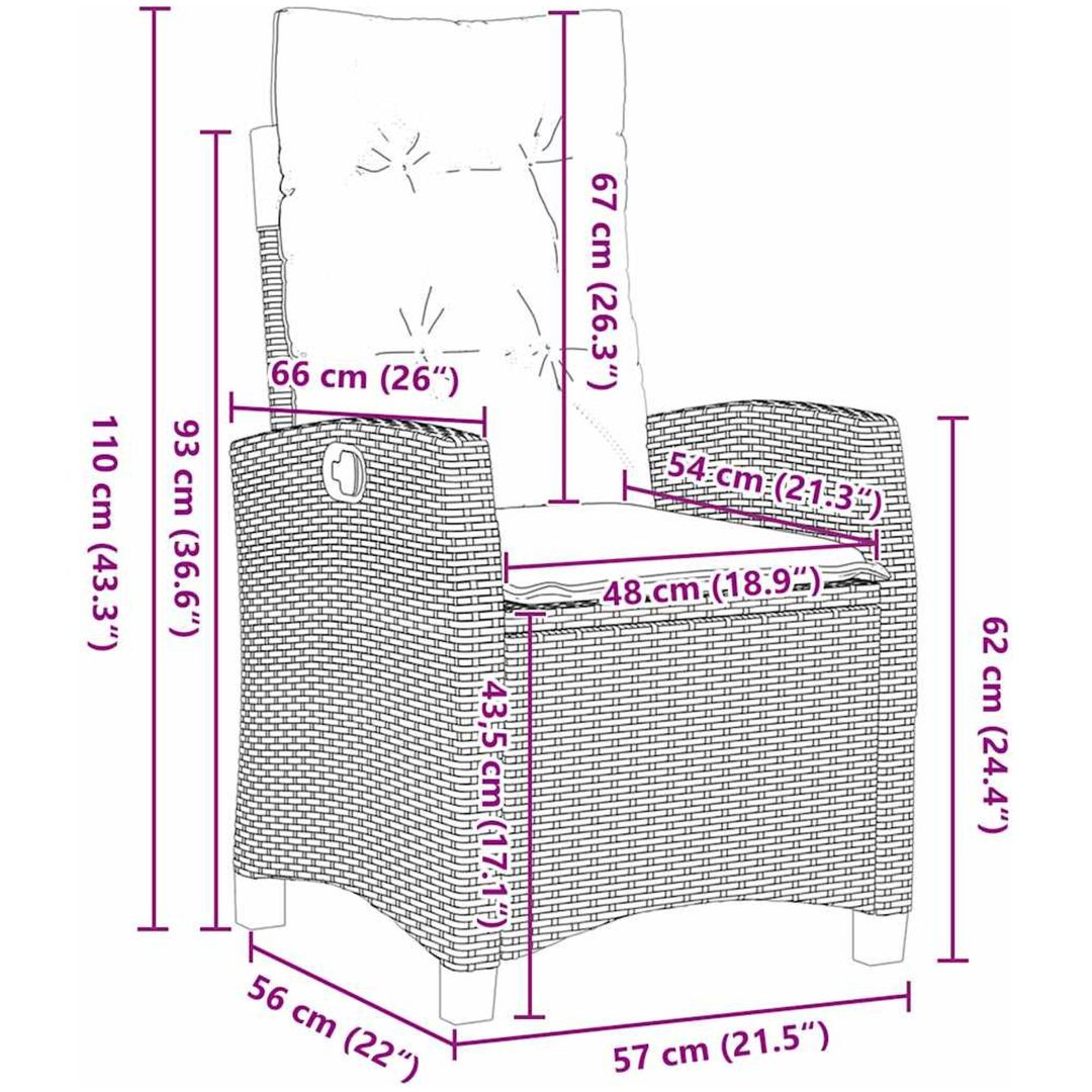 9 Delars Trädgårds Matgrupp med Kuddar - Grå Poly Rattan vidaXL 200 x 80 x 73 cm – bild 9