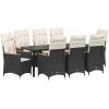 9-delars trädgårds matgrupp med kuddar i svart poly rattan vidaXL 200 x 80 x 73 cm – miniatyr 2