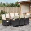 9-delars trädgårds matgrupp med kuddar i svart poly rattan vidaXL 200 x 80 x 73 cm – miniatyr 4