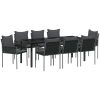 9-delars trädgårds matgrupp med kuddar svart poly rotting vidaXL 8 - Sits – miniatyr 2