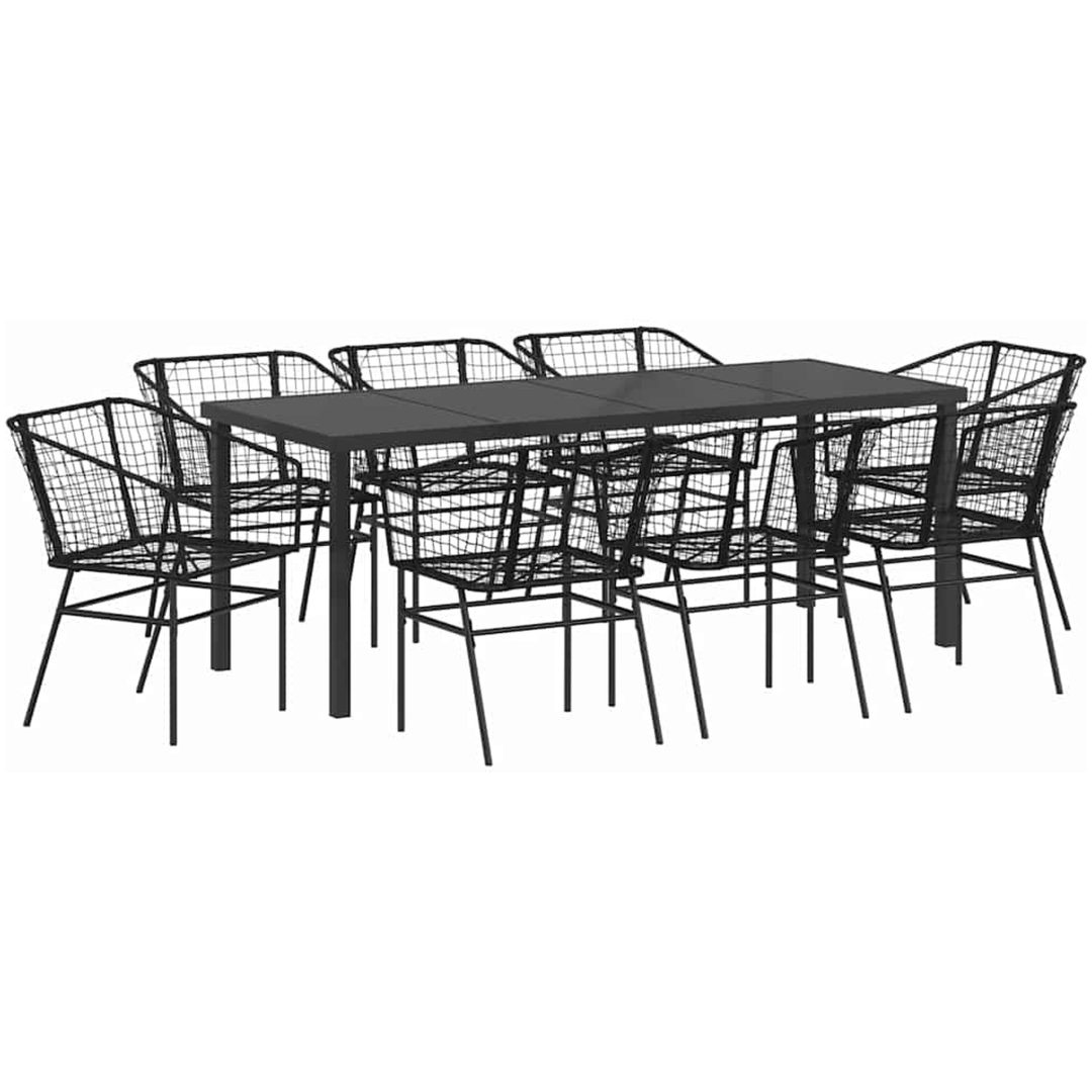 9-delars trädgårds matgrupp svart poly rattan vidaXL Standard – bild 2