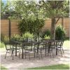 9-delars trädgårds matgrupp svart poly rattan vidaXL Standard – miniatyr 1