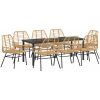 9 Delars Trädgårds Matsalsset Brun Poly Rattan vidaXL 200 x 80 x 73 cm – miniatyr 2
