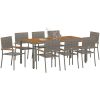9 Delars Trädgårds matsalsset Grå Poly Rattan vidaXL 8 - Sits – miniatyr 3
