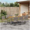 9 Delars Trädgårds matsalsset Grå Poly Rattan vidaXL 8 - Sits – miniatyr 4