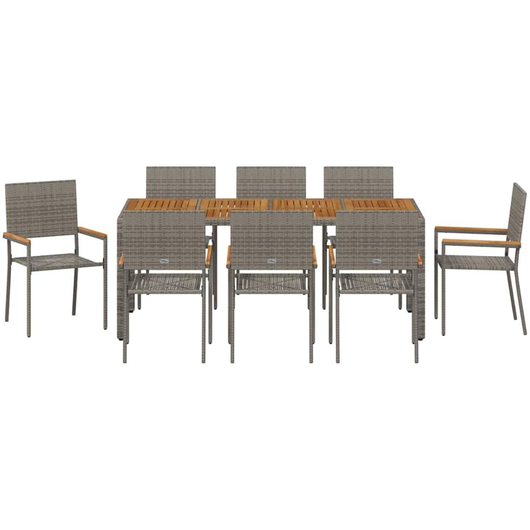 9 Delars Trädgårds matsalsset Grå Poly Rattan vidaXL 8 - Sits – bild 7