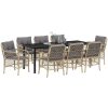 9-delars trädgårds matsalsset med kuddar, beige poly rattan. vidaXL 200 x 80 x 73 cm – miniatyr 3