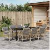 9-delars trädgårds matsalsset med kuddar, beige poly rattan. vidaXL 200 x 80 x 73 cm – miniatyr 4
