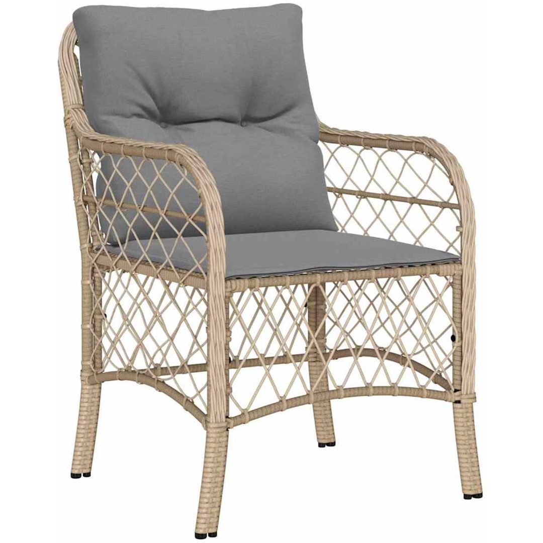 9-delars trädgårds matsalsset med kuddar, beige poly rattan. vidaXL 200 x 80 x 73 cm – bild 6
