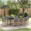 9-delars trädgårds matsalsset med kuddar, beige poly rattan. vidaXL 200 x 80 x 73 cm – miniatyr 1