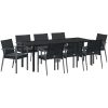 9-delars trädgårds matsalsset med kuddar svart poly rattan vidaXL 8 - Sits – miniatyr 2