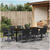 9-delars trädgårds matsalsset med kuddar svart poly rattan vidaXL 8 - Sits – miniatyr 4