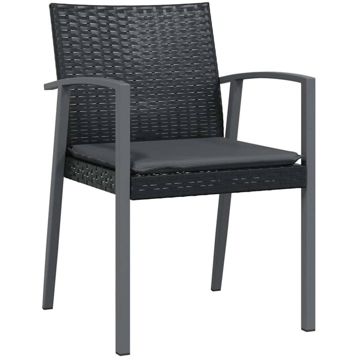 9-delars trädgårds matsalsset med kuddar svart poly rattan vidaXL 8 - Sits – bild 6