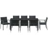 9-delars trädgårds matsalsset med kuddar svart poly rattan vidaXL 8 - Sits – miniatyr 7
