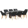9 Delars Trädgårds matsalsset Svart Poly Rattan vidaXL 8 - Sits – miniatyr 3