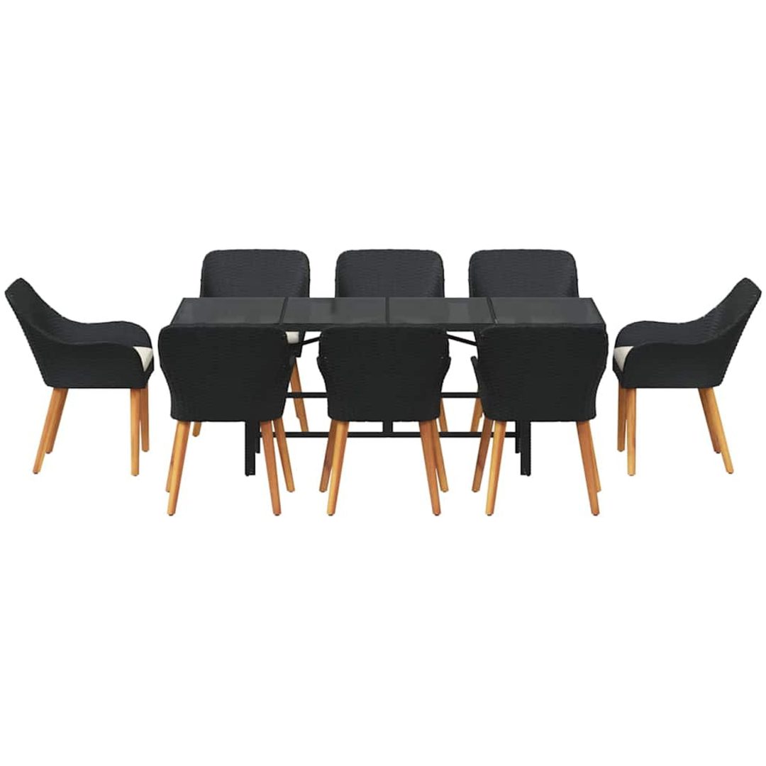 9 Delars Trädgårds matsalsset Svart Poly Rattan vidaXL 8 - Sits – bild 7