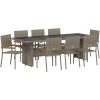 9 Delars Trädgårds Matset Grå Poly Rattan vidaXL 8 - Sits – miniatyr 2