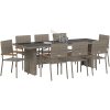 9 Delars Trädgårds Matset Grå Poly Rattan vidaXL 8 - Sits – miniatyr 3