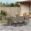 9 Delars Trädgårds Matset Grå Poly Rattan vidaXL 8 - Sits – miniatyr 4