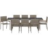 9 Delars Trädgårds Matset Grå Poly Rattan vidaXL 8 - Sits – miniatyr 7