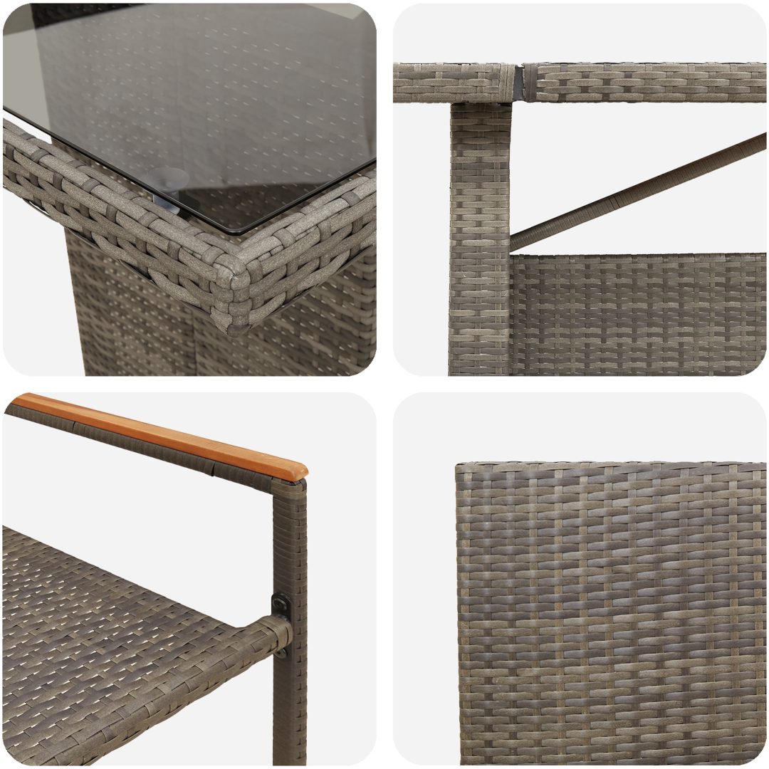 9 Delars Trädgårds Matset Grå Poly Rattan vidaXL 8 - Sits – bild 9