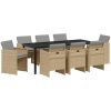 9 Delars Trädgårds Matset med Kuddar Beige Poly Rattan vidaXL Stor – miniatyr 2