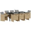9 Delars Trädgårds Matset med Kuddar Beige Poly Rattan vidaXL Stor – miniatyr 3
