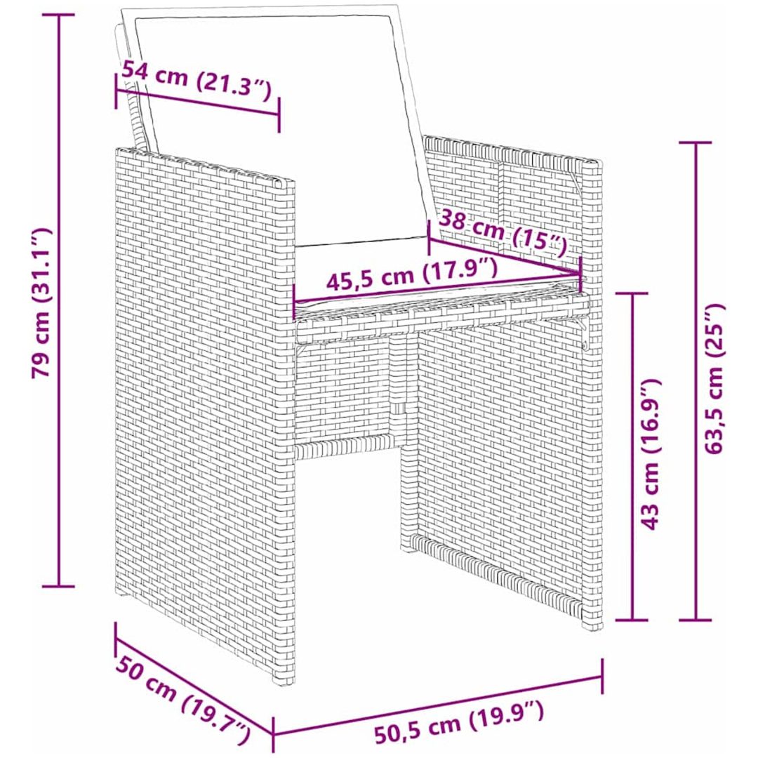 9 Delars Trädgårds Matset med Kuddar Beige Poly Rattan vidaXL Stor – bild 8