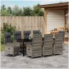 9 Delars Trädgårds Middagsset Grå Poly Rattan vidaXL 8 - Sits – miniatyr 4