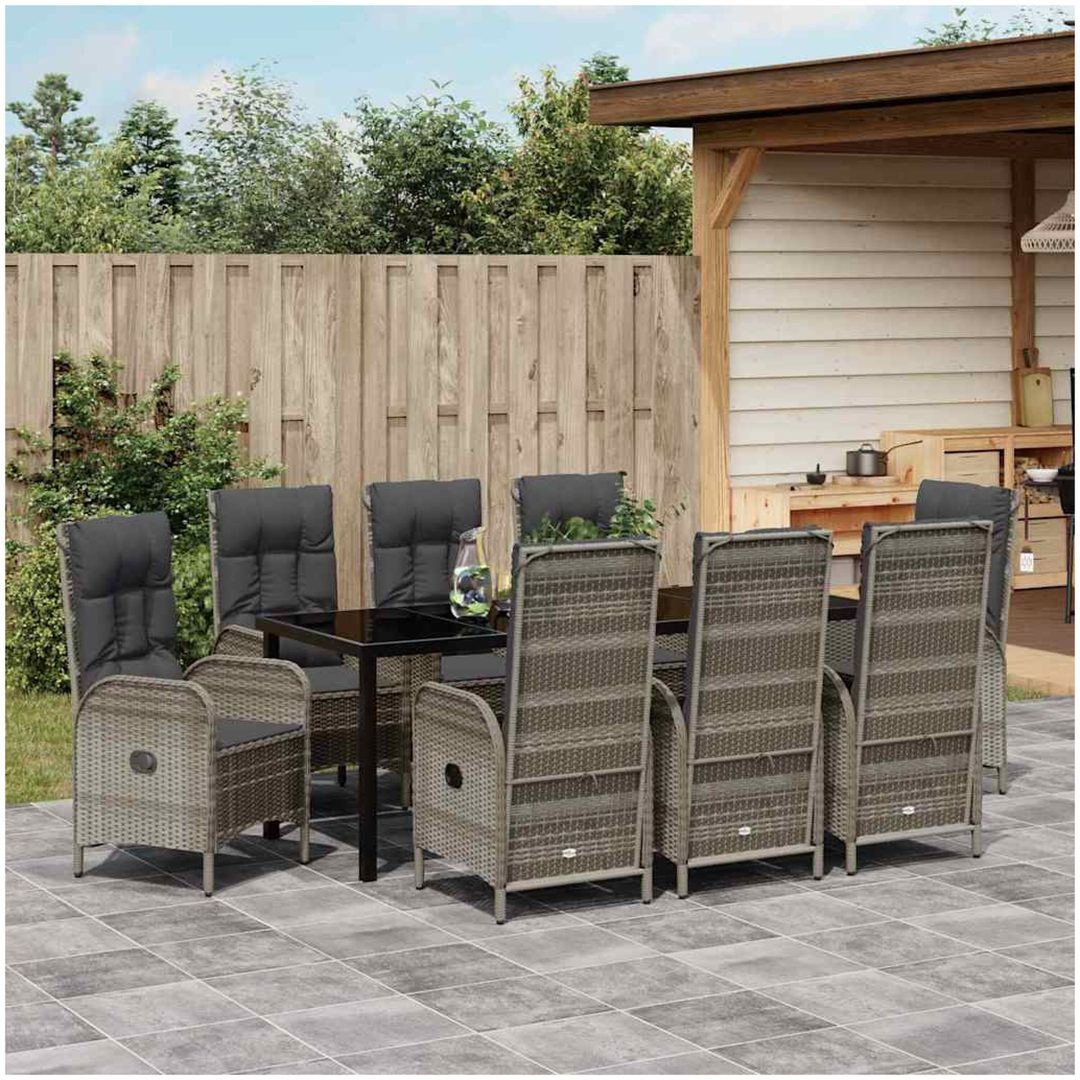 9 Delars Trädgårds Middagsset Grå Poly Rattan vidaXL 8 - Sits – bild 4