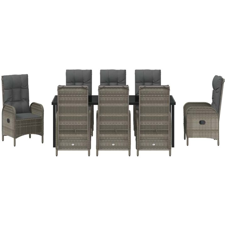 9 Delars Trädgårds Middagsset Grå Poly Rattan vidaXL 8 - Sits – bild 6