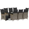 9 Delars Trädgårdsbord med kuddar i grå poly rattan vidaXL 200 x 80 x 73 cm – miniatyr 3
