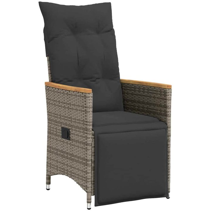 9 Delars Trädgårdsbord med kuddar i grå poly rattan vidaXL 200 x 80 x 73 cm – bild 6
