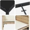 9-delars Trädgårdsbord Set med Kuddar Beige Poly Rattan vidaXL 200 x 80 x 73 cm – miniatyr 8