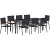 9-delars trädgårdsdining set i svart polyrotting vidaXL 200 x 80 x 73 cm – miniatyr 2