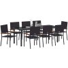 9-delars trädgårdsdining set i svart polyrotting vidaXL 200 x 80 x 73 cm – miniatyr 3