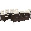 9 Delars Trädgårdsdining Set med Kuddar - Brun Poly Rattan. vidaXL 200 x 80 x 73 cm – miniatyr 2