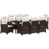 9 Delars Trädgårdsdining Set med Kuddar - Brun Poly Rattan. vidaXL 200 x 80 x 73 cm – miniatyr 3
