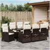 9 Delars Trädgårdsdining Set med Kuddar - Brun Poly Rattan. vidaXL 200 x 80 x 73 cm – miniatyr 4