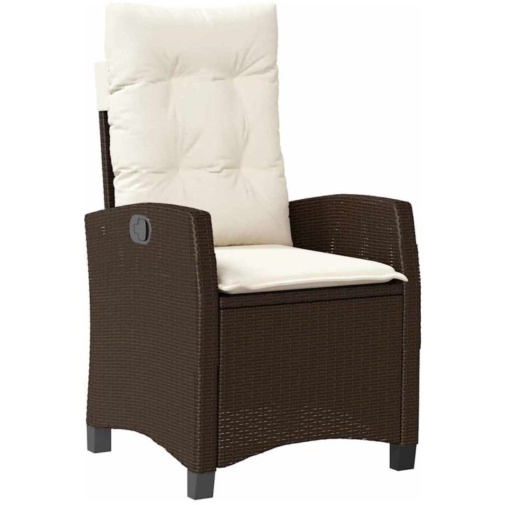 9 Delars Trädgårdsdining Set med Kuddar - Brun Poly Rattan. vidaXL 200 x 80 x 73 cm – bild 6