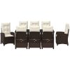 9 Delars Trädgårdsdining Set med Kuddar - Brun Poly Rattan. vidaXL 200 x 80 x 73 cm – miniatyr 7