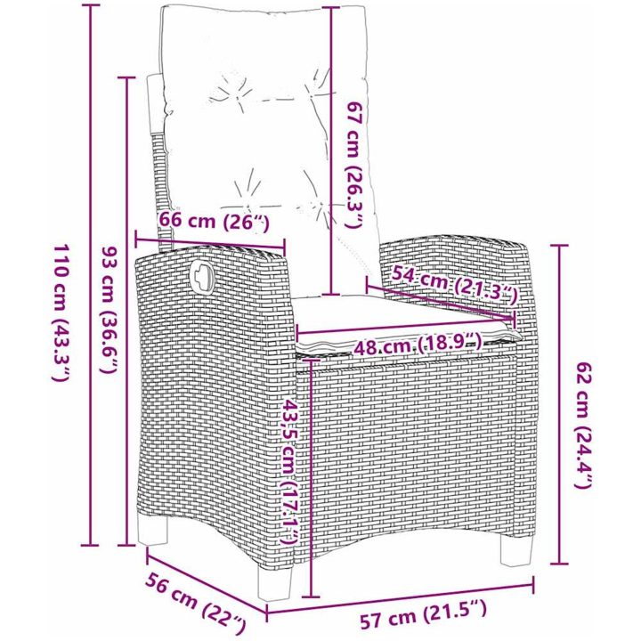 9 Delars Trädgårdsdining Set med Kuddar - Brun Poly Rattan. vidaXL 200 x 80 x 73 cm – bild 9