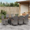 9 Delars Trädgårdsdining Set med Kuddar Grå Poly Rattan vidaXL 200 x 80 x 73 cm – miniatyr 4