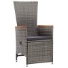 9 Delars Trädgårdsdining Set med Kuddar Grå Poly Rattan vidaXL 200 x 80 x 73 cm – miniatyr 6