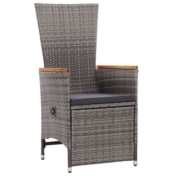 9 Delars Trädgårdsdining Set med Kuddar Grå Poly Rattan vidaXL 200 x 80 x 73 cm – bild 6